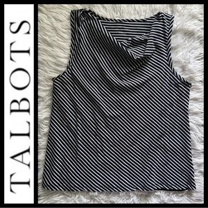 Talbots Navy and White Nautical Striped Draped Top